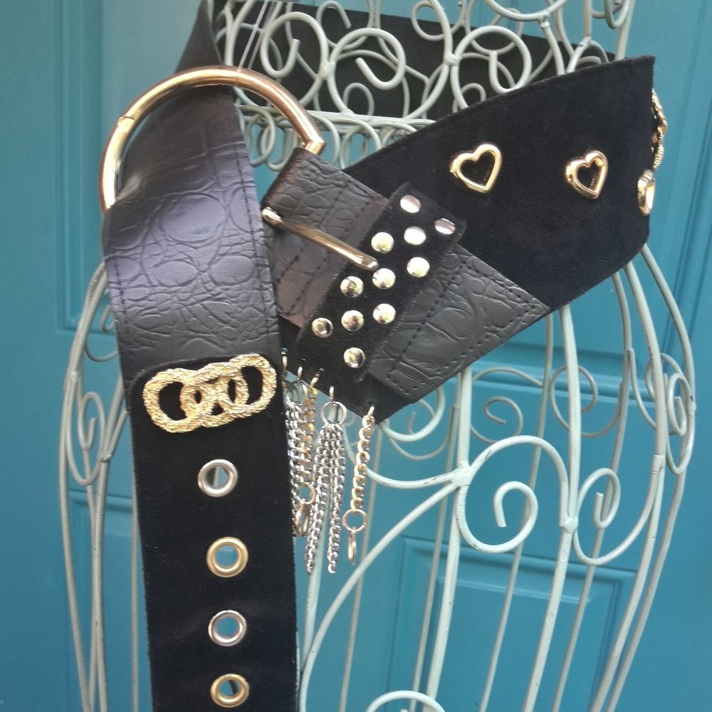 Wide Belt Metal Studded Belt Womens Western Cowboy Rodeo Punk Rock Steampunk - Picture 5 of 14